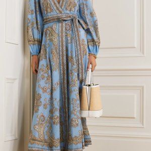 Zimmerman Fiesta Paisley-print Linen Wrap Dress